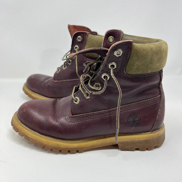 TIMBERLAND 6 Inch Leather Premium Lace Up Ankle Boots Burgundy Size 6 - Picture 1 of 11